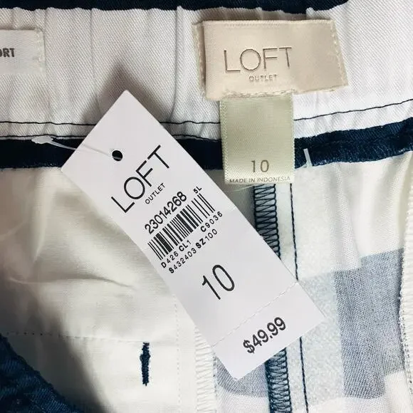 NWT LOFT Outlet Navy Stripe Tie Front Shorts Size 10 - Picture 4 of 6